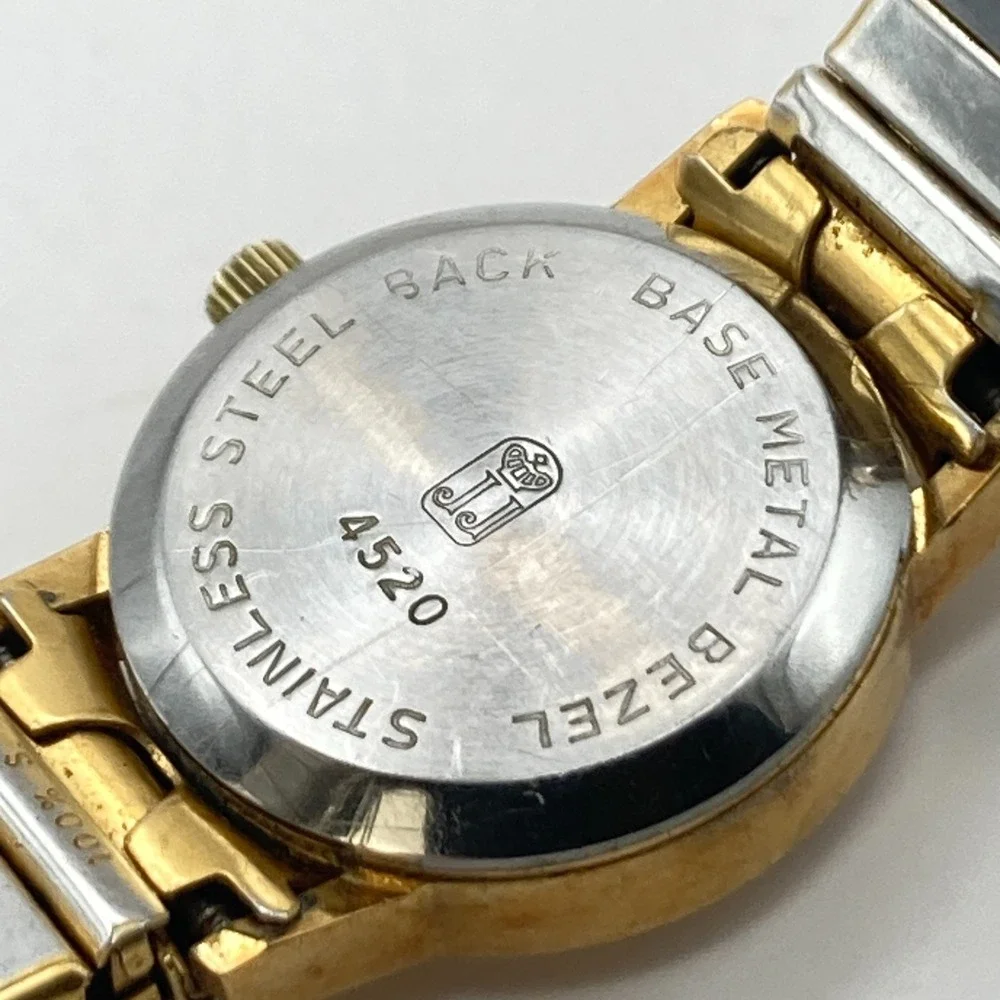 Vtg Jules Jurgensen Women's Watch 21mm Gold Tone Stretch New Battery SMALL 5.75